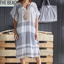 Poncho de plage rayé style fouta - Blancheporte