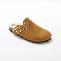 Chaussons fourrés forme sabot, cuir suédé - Blancheporte