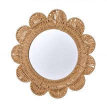 Miroir fleur en rotin - Blancheporte