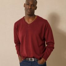 Pull uni col V - Taille M - Rouge - Blancheporte