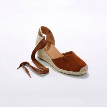 Sandales compensées corde avec liens à nouer - Marron - Taille 38 - Blancheporte