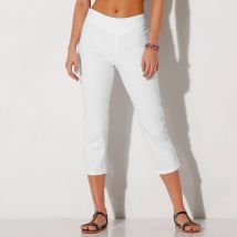 Pantacourt toile stretch, effet ventre plat - Taille 46 - Blanc - Blancheporte