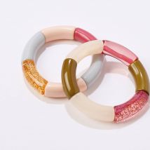 Bracelet élastiqué perles tubulaires, lot de 2 - Blancheporte