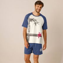 Pyjama short motif bambou - Écru - Taille 2xl - Coton/jersey - Blancheporte