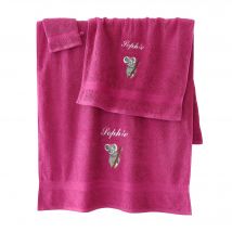 Éponge brodée koala personnalisé - 420 g/m² - Rose - Coton - Colombine - Blancheporte