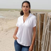 Polo manches courtes, maille jersey - Blanc - Taille 50 - Coton/jersey - Blancheporte