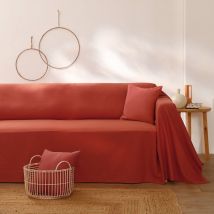 Jeté canapé coton bachette uni - Orange - Coton - Colombine - Blancheporte