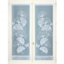 Vitrage droit maille dentelle motif gingko - la paire - Blancheporte