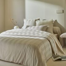 Linge de lit satin rayé - Beige - Coton/satin/satin De Coton - Colombine - Blancheporte