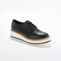 Derbies compensés effet tissé - noir - Noir - Taille 36 - Blancheporte