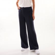 Pantalon large taille élastiquée, crêpe - Taille 48 - Bleu - Blancheporte
