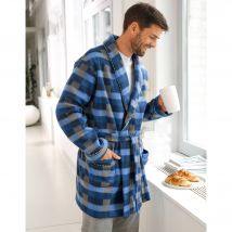 Robe de chambre courte maille polaire - Taille L - Bleu - Blancheporte