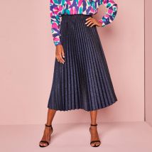 Jupe maille plissé irisée - Taille 50 - Bleu - Blancheporte