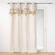 Rideau pompons et fleurs - Blancheporte