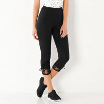Legging 3/4 dentelle, taille élastiquée - Noir - Taille 46/48 - Jersey - Lora Zellini - Blancheporte