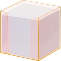 folia Zettelbox , Luxbox,  mit Leuchtkanten, orange, bestückt