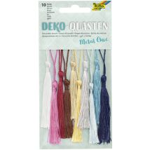 folia Deko-Quasten , METAL CHIC, , 10 farbig sortiert