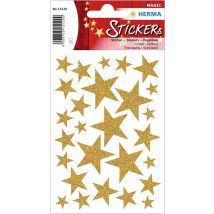 HERMA Weihnachts-Sticker MAGIC , Sterne gold, , glittery