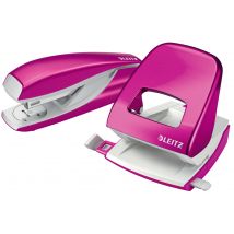 LEITZ Heftgerät- & Locher-Set Nexxt WOW, pink-metallic