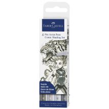 FABER-CASTELL Tuschestift PITT artist pen, 4er Etui Comic