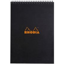 RHODIA Spiralnotizblock No. 18, DIN A4, kariert, schwarz