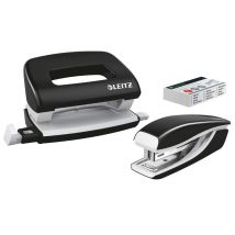 LEITZ Heftgerät- & Locher-Set Mini NeXXt WOW, schwarz