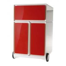 PAPERFLOW Rollcontainer easyBox, 1 Schub, weiß / rot