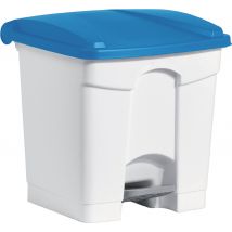 helit Tret-Abfalleimer , the step, , 30 Liter, weiß/blau