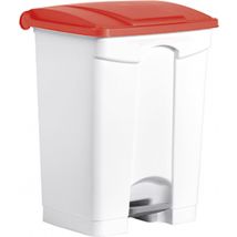 helit Tret-Abfalleimer , the step, , 70 Liter, weiß/rot