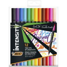 BIC Fasermaler DUAL BRUSH, 2in1, 12er Etui, farbig sortiert
