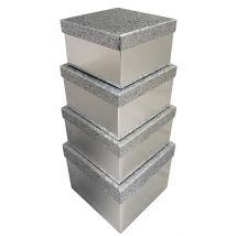 Clairefontaine Geschenkboxen-Set , Glitter silber, , 4-teilig