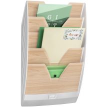 CEP Wand-Prospekthalter Silva, DIN A4, 5 Fächer, weiß/Buche