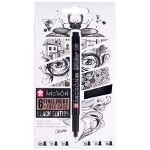SAKURA Fineliner Pigma Micron, 6er Set + GRATIS Etui