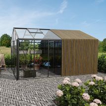 Serre en verre en édition limitée avec compartiment de rangement | Serre en verre avec compartiment de rangement en accoya limité