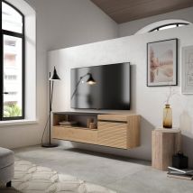 Mobile TV Soggiorno, 150x35x45cm, Per TV fino a 65&quot;, da appendere, colore Rovere RF3298
