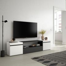 Mobile TV, 200x35x45cm, soggiorno, Per TV fino a 80", Mobile Soggiorno, Bianco e nero RF2202