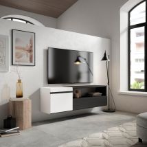 Mobile TV Soggiorno, 150x35x45cm, Per TV fino a 65", da appendere, Bianco e nero RF2447