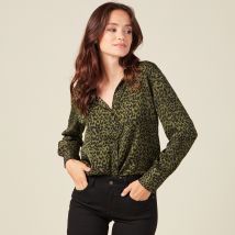 Bonobo - Chemise satin vert kaki femme taille M