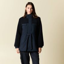 Bonobo - Manteau manches sherpa bleu marine femme taille M