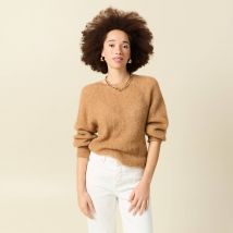 Pull manches longues col rond camel femme taille L Bonobo