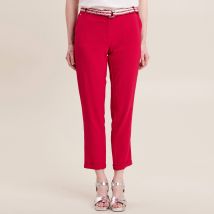 Pantalon chino à ceinture rose cerise femme