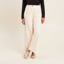 Pantalon large velours ivoire femme