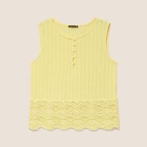 Top sans manches avec dentelle jaune pastel femme