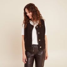 Bréal Gilet sans manches sans col marron foncé femme taille S