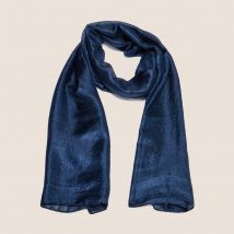 Foulard effet satin bleu marine femme