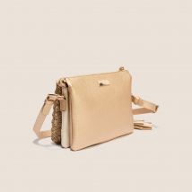 Sac pochette tressé ecru femme