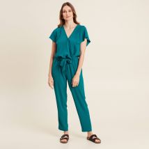 Combinaison pantalon droite vert femme