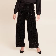 Pantalon à sequins noir femme