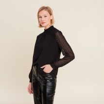 Blouse manches longues noir femme taille S Bréal