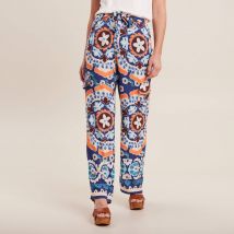 Pantalon large fluide bleu femme
